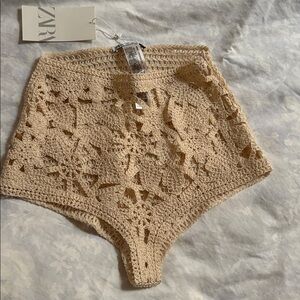 Zara Cream Crochet Shorts